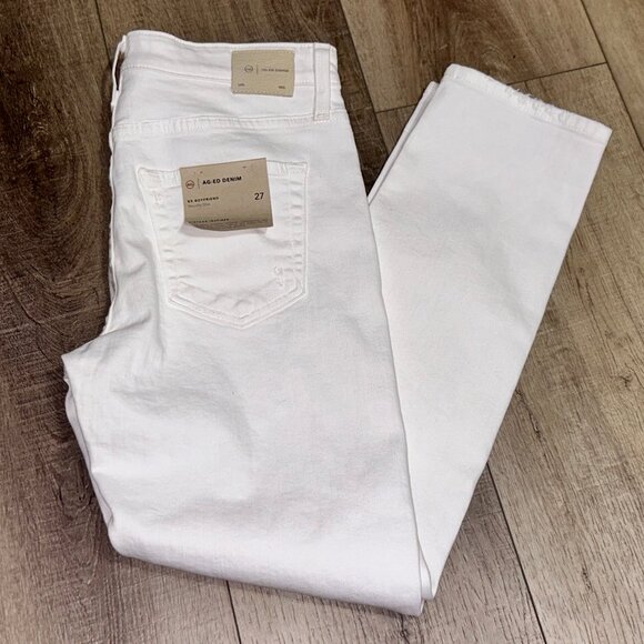 NWT Adriano Goldschmied Ex-Boyfriend Slouchy Slim Jeans Size 27 White Distressed - Picture 1 of 16